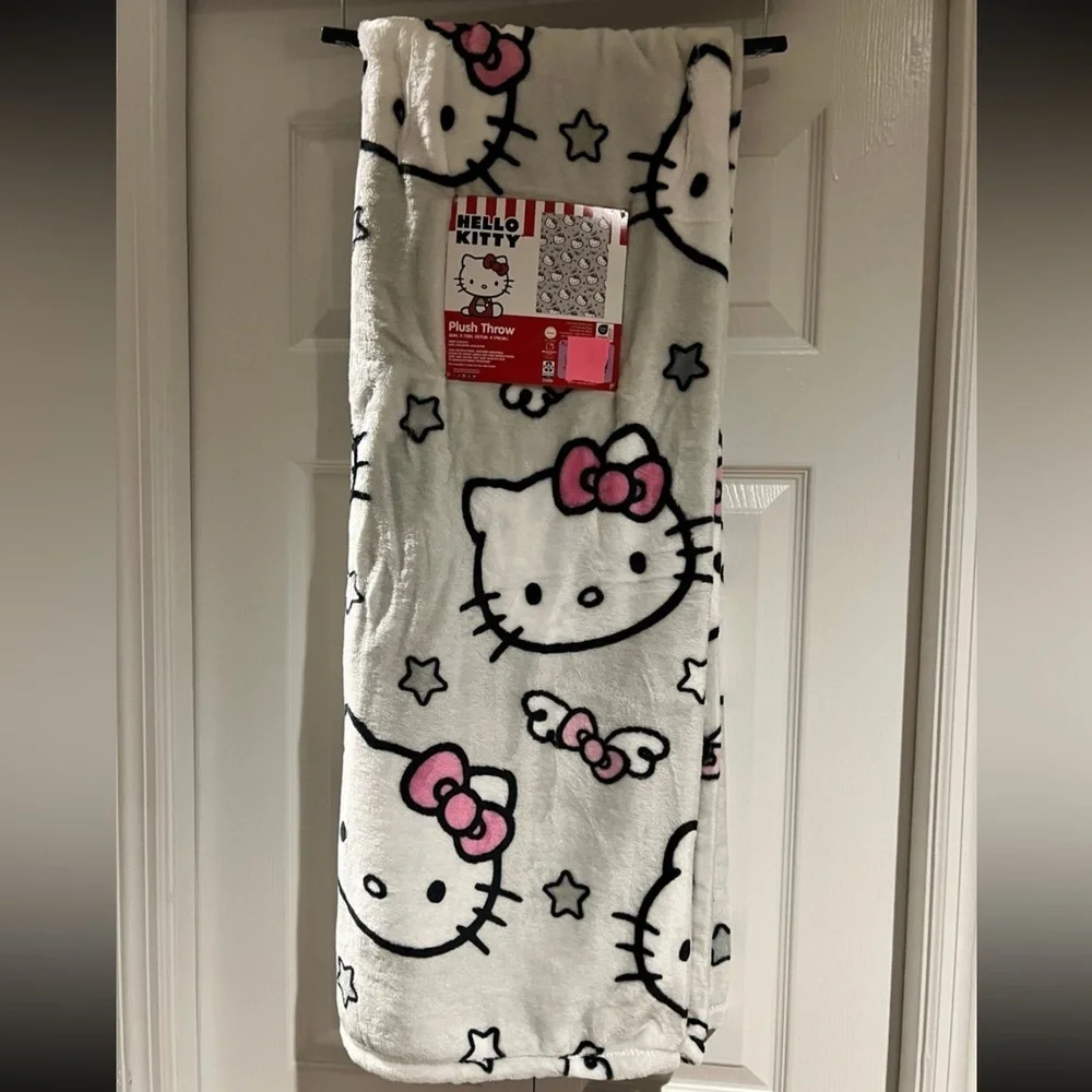 Hello Kitty Pink and Grey Plush Throw